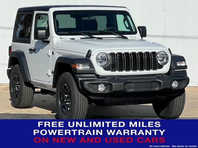 2026 Jeep Wrangler WRANGLER 2-DOOR SPORT in Bright White Clear-Coat Exterior Paint — front three-quarter view