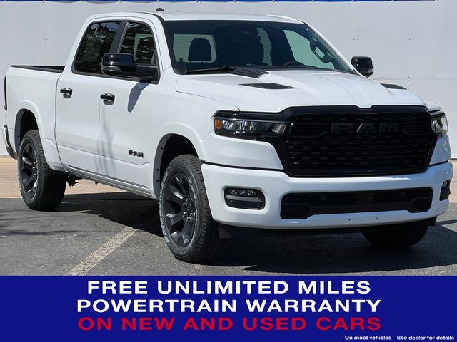 2026 RAM Ram 1500 RAM 1500 BIG HORN CREW CAB 4X4 5'7' BOX in Bright White Clear-Coat Exterior Paint — front three-quarter view