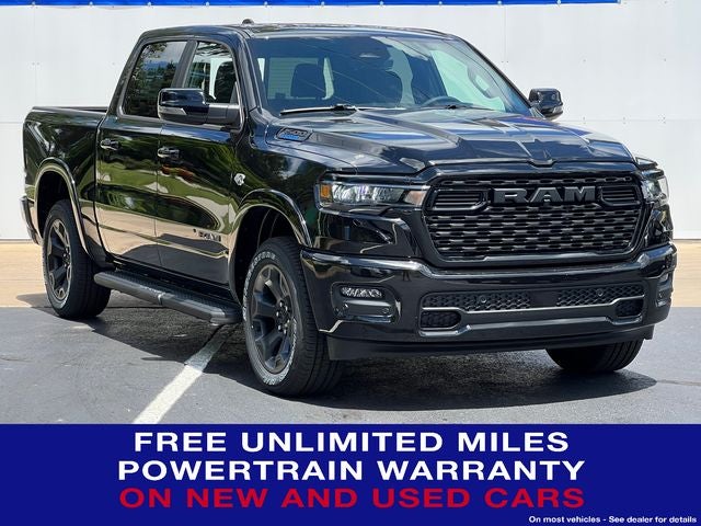 2026 RAM Ram 1500 RAM 1500 BIG HORN CREW CAB 4X4 5'7' BOX in Diamond Black Crystal Pearl-Coat Exterior Paint — front three-quarter view