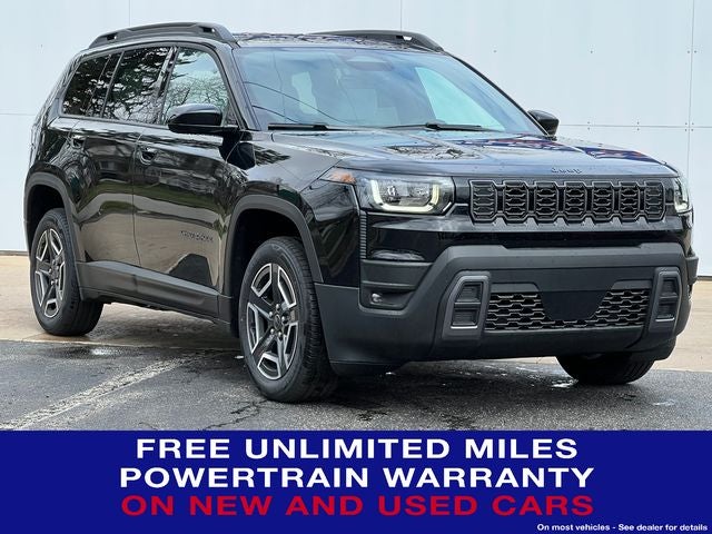 2026 Jeep Cherokee CHEROKEE LAREDO 4X4 in Diamond Black Crystal Pearl-Coat Exterior Paint — front three-quarter view
